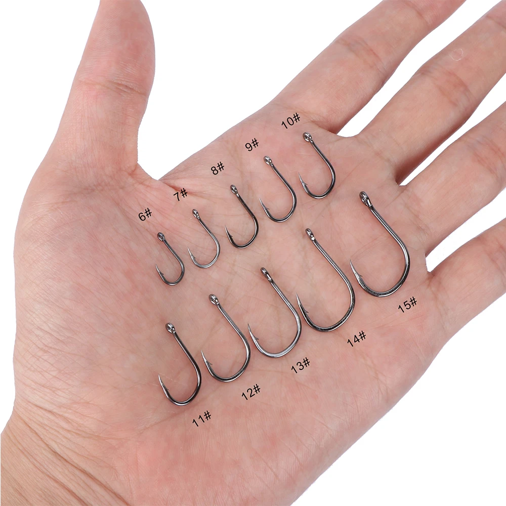 Goture 500pcs/Box Fishing Hook Size #6-#15 High Carbon Steel Fishhooks Carp Hooks All for Accessories Gear | Спорт и развлечения