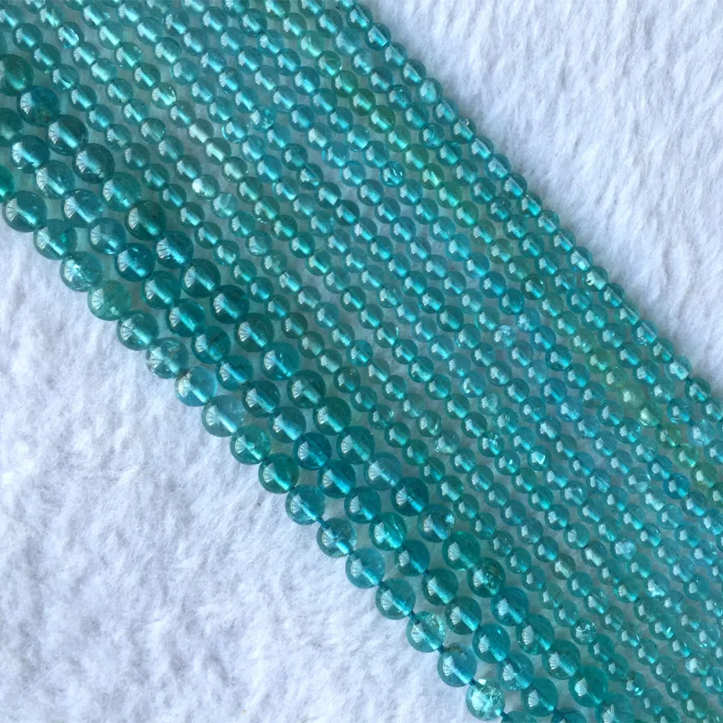 AAA High Quality Natural Genuine Clear Green Blue Apatite Fluorapatite Round Loose Gemstone Beads 15" 05722 | Украшения и