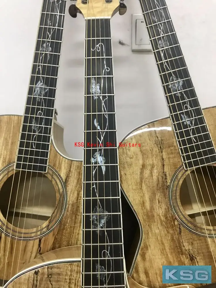 KSG spalted maple Акустическая гитара 4" koa like 6 струн цельная электрическая акустическая гитара ручной работы народная гитара