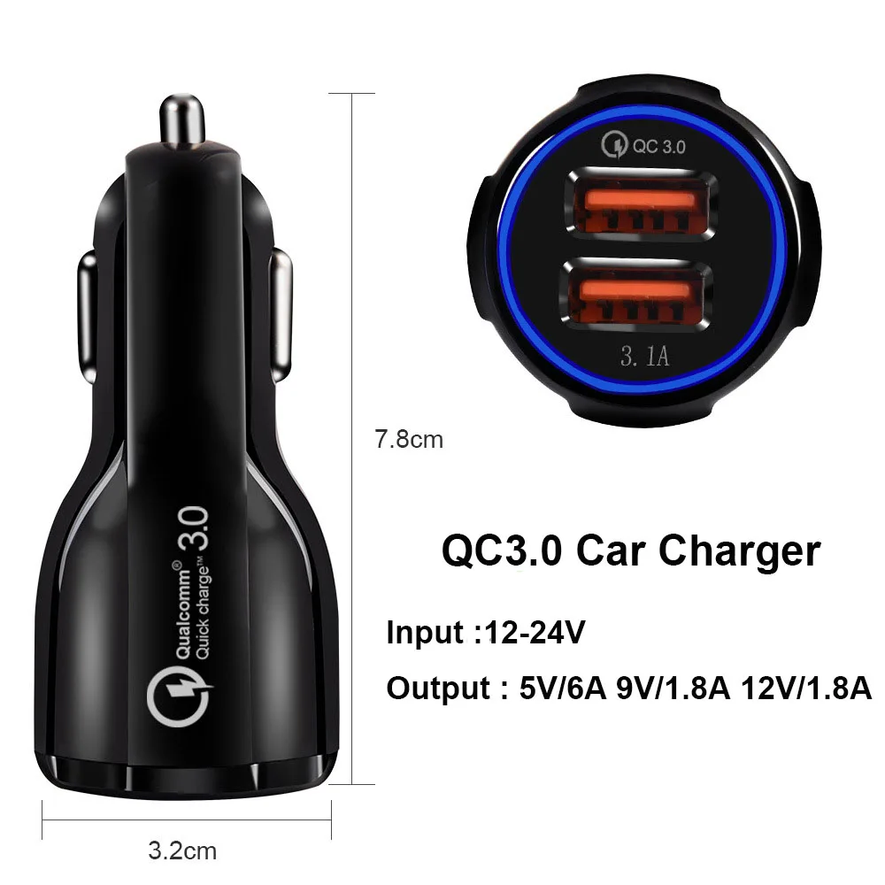 Автомобильное USB зарядное устройство Quick Charge 3 0 мобильный телефон Dual быстрое QC для