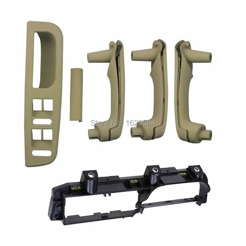 

6PC Beige Car Interior Door Handle Cover Bracket Grab Bezel Trim For VW Jetta Golf Bora MK4 4-Door Left Hand Drive