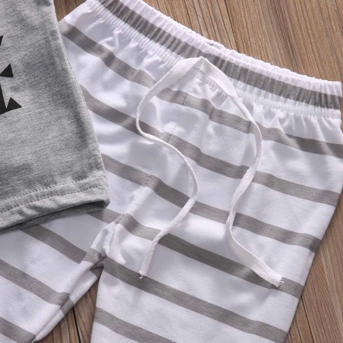 Cute Toddler Kids Baby Boy Clothes 2017 Summer T-shirt Tops+Long Striped Pants Outfits Set Tracksuit |