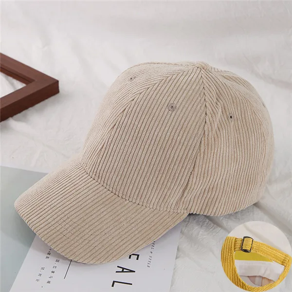 beige 002 Вельветовая Регулируемая бейсбольная кепка для мужчин и женщин, осенне-летняя брендовая Повседневная одноцветная бейсболка, Кепка в полоску с костями, унисекс - Цвет: beige 002