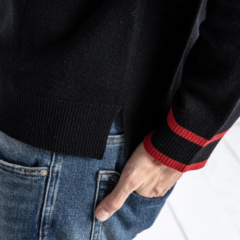 SIMWOOD модный жаккардовый свитер с надписью Мужская смесь шерсти трикотаж круглым