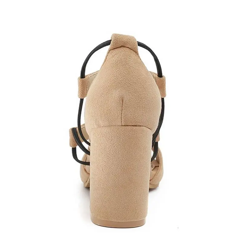 LUISVUIS Size 32-46 Sexy Women Gladiator High Heel Sandals Peep Toe Hallow Out Thick Summer Vacation Shoes | Обувь