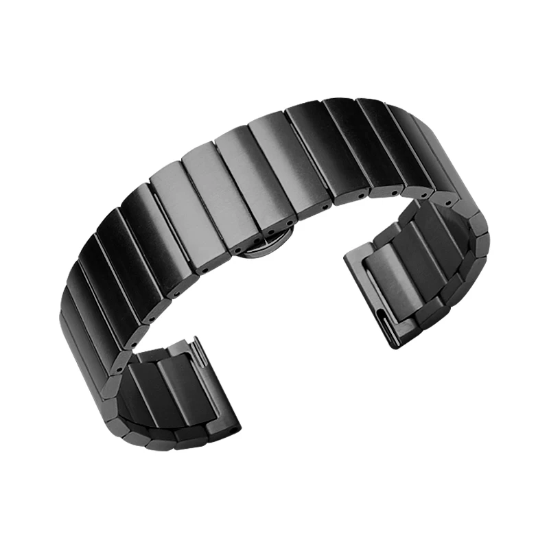 Черный 20 мм 22 мм ремешок для часов AMAZFIT Pace/Amazfit Stratos 2/Amazfit Bip из нержавеющей стали Quick release часы аксессуары - Цвет: Черный