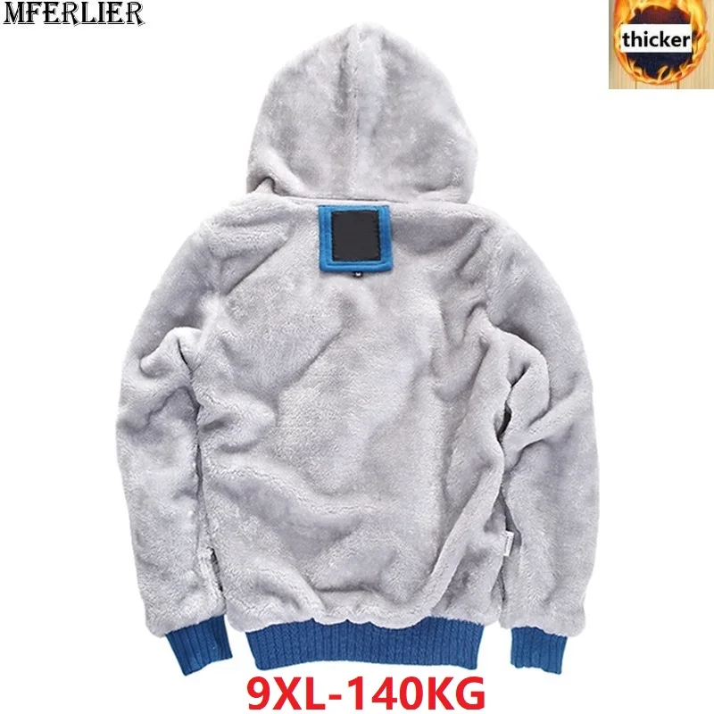 Мужские толстовки 8XL 9XL с капюшоном флис молния Большие размеры зимние парки