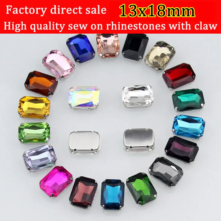 13x18 мм 20 шт. высококачественные прямоугольные Стразы для пришивания когтей