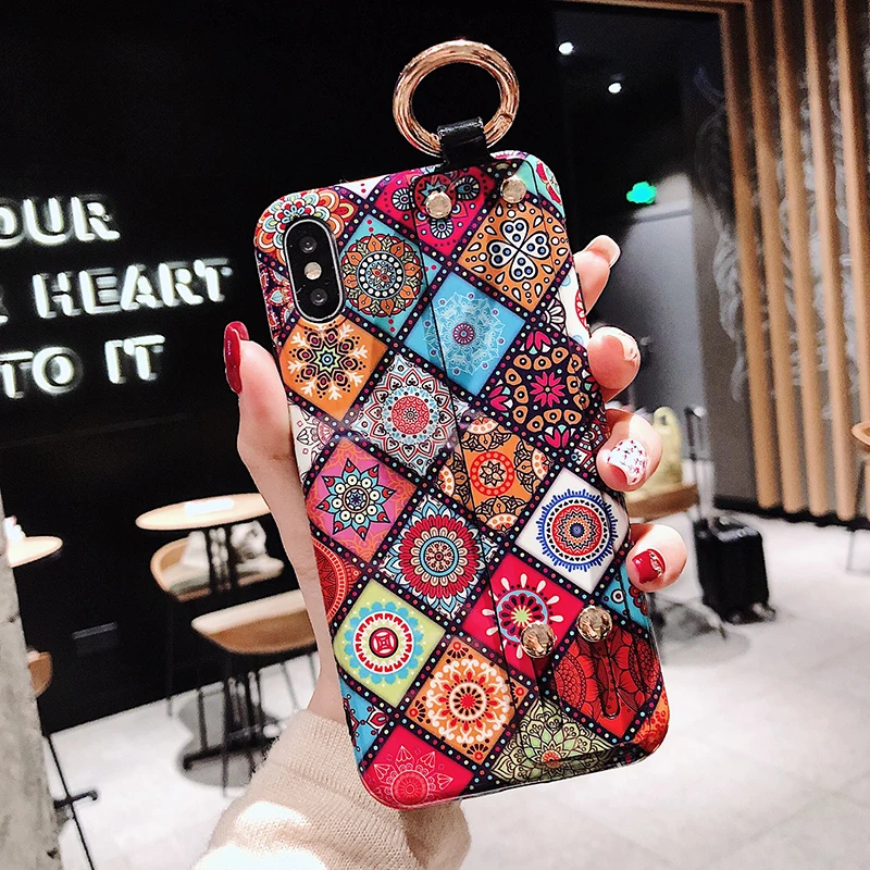 Чехол для телефона в стиле ретро iphone XS Max X XR 6 S 7 8 Plus роскошный ремешок на запястье