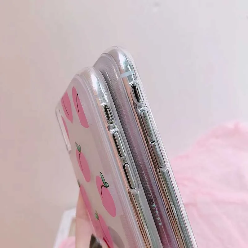 Glitter Liquid Phone Case For iPhone X 8 7 Plus Peach Cute Pink Love Heart 6 6S Hard Back Cover | Мобильные телефоны и