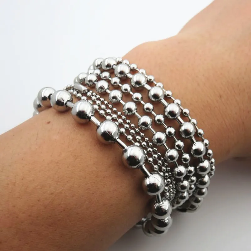 Женский браслет из нержавеющей стали цепочка с бусинами для мужчин подарок