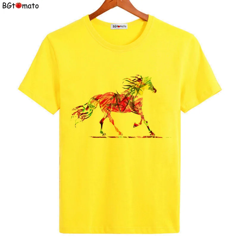 

bgtomato Hand printing horse art shirts lucky victory t shirts for men Original brand good quality comfortable casual tops