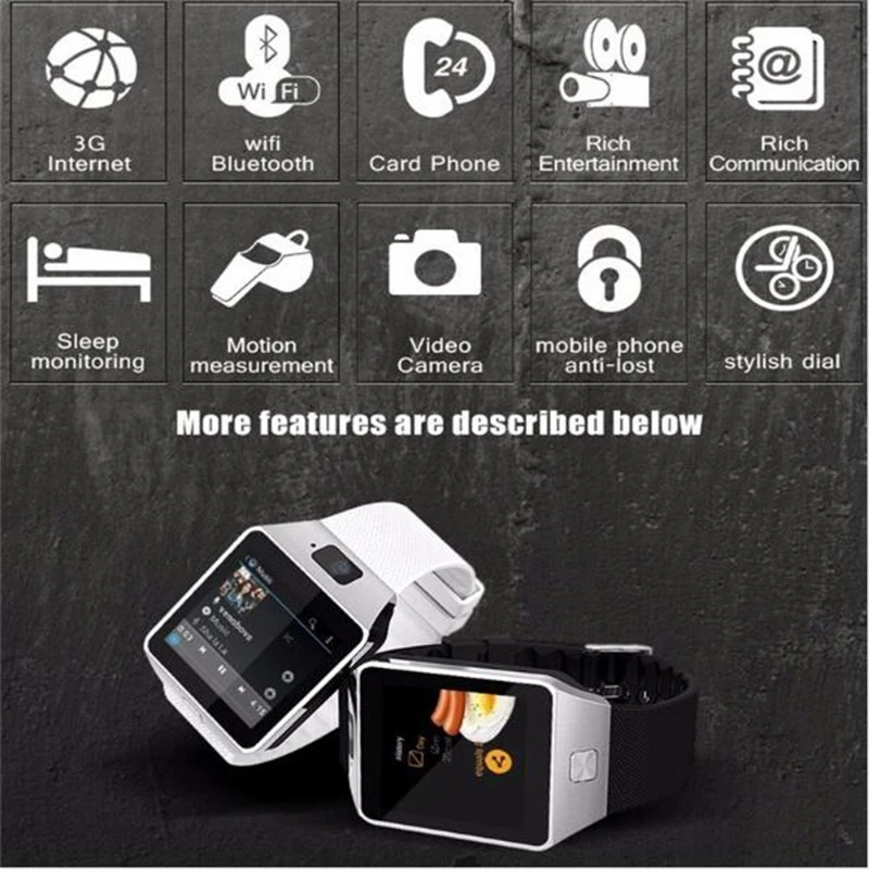 Jakcom QW09 Bluetooth Wi Fi умные часы Android 4.4 MTK6572 Dualcore 1.3 ГГц Встроенная память 4 ГБ