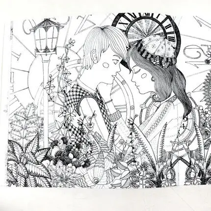 Цветы и ночь watcher раскраска для взрослых детей антистрессовая книжка livre coloriage adulte