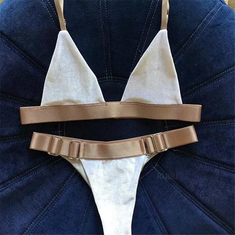 Neploe White Flannel Bikini Set Gold Belt Patchwork Adjustable Women Swimwear Two Pieces Push Up Backless Bathing Suit 42292 | Спорт и