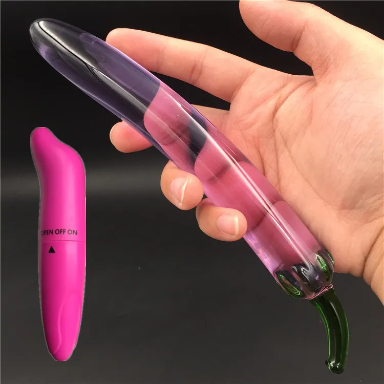 2 шт./лот вибратор и фиолетовые баклажаны стеклянный Хрустальный фаллоимитатор