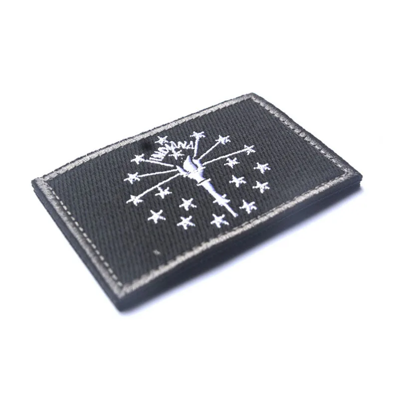 Indiana State Flag Tactical Morale Patch INDIANA FLAG Embroidered Badge High Qualiy Hook &amp Loop Decorative Clothing | Дом и сад