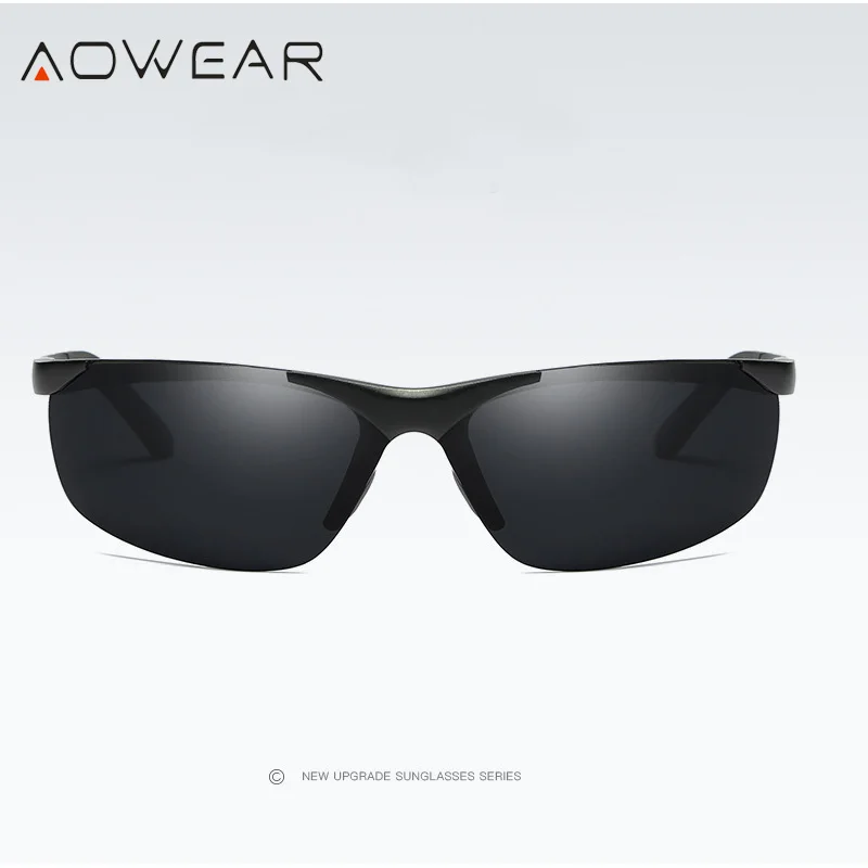 Солнцезащитные очки AOWEAR поляризационные мужские спортивные без оправы для