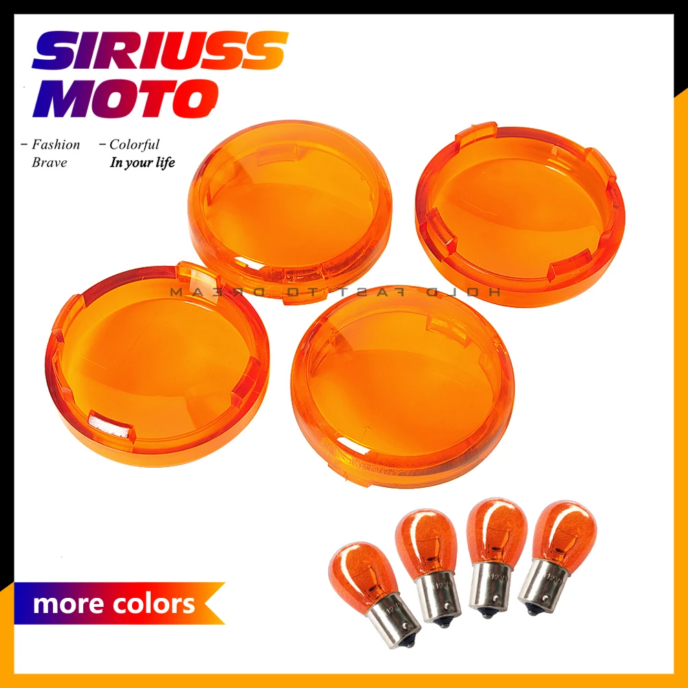 

4 X Turn Signals Light Smoke Lens Light Bulb Case for 1986-2017 Harley Touring Dyna Softail Sportster Street Glide 883 48