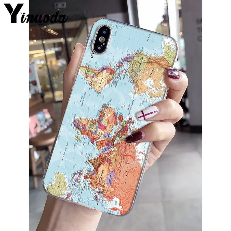 Yinuoda карта мира план путешествий Мягкий силиконовый чехол для телефона для iPhone 8 7 6 6S Plus X XS MAX 5 5S SE XR 10 чехол s