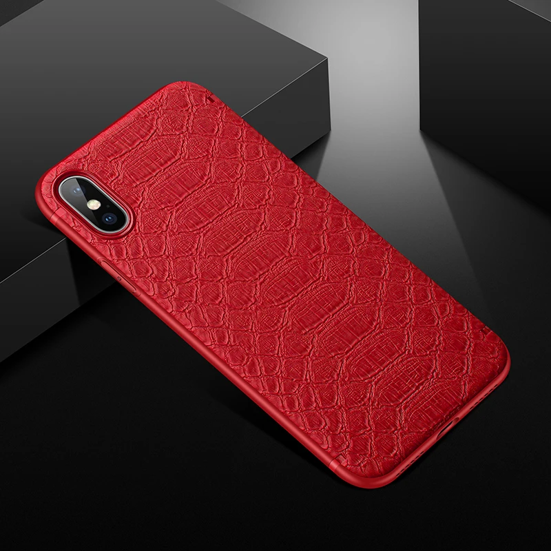 Red Магнитная крокодиловая текстура из искусственной кожи чехол для iPhone X XR XS Max 8 7 6 6S Plus Funda защитный чехол Деловой стиль чехол для телефона s - Цвет: Red