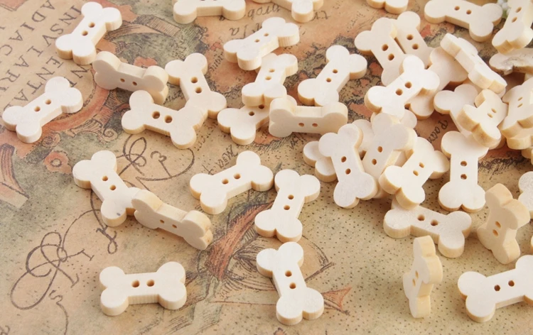 

200PCS DIY 2 Holes Cute Bone Wooden Buttons #26509