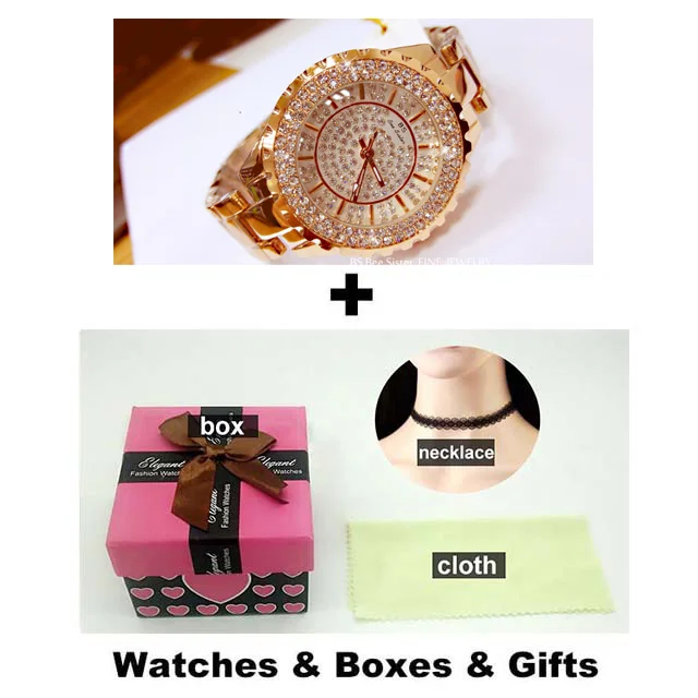 Rose Gold With Box BS бренд Для женщин браслет часы модные роскошные женские Стразы Наручные часы дамы с украшением в виде кристаллов модельные туфли кварцевые часы Montre Femme - Цвет: Rose Gold With Box