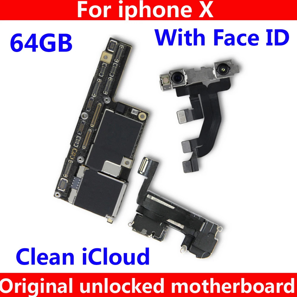 Высококачественная материнская плата с/NO Face ID для iphone X 64 GB, система IOS, плата, оригинальная разблокированная материнская плата