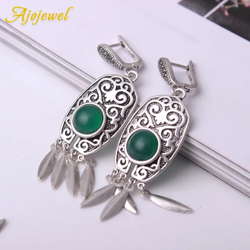 Ajojewel винтажные резные оранжевые/Зеленые Полимерные круглые серьги с кисточками