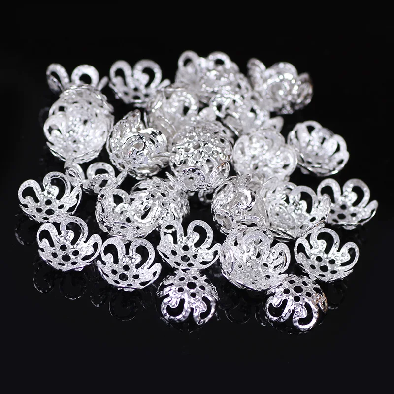 Новинка 2016 полые цветы зеркальные разделительные шапочки для бусин серебряные и