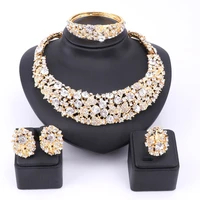 women party bridal fine clear rhinestone african beads jewelry sets for wedding party dinner dress necklace earring jewelry sets