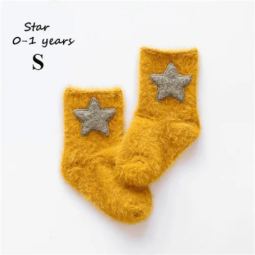star-S Новинка; 1 пара детских носков; сезон осень-зима; милые детские носки с героями мультфильмов для новорожденных; мягкие теплые носки из кораллового флиса для малышей - Цвет: star-S