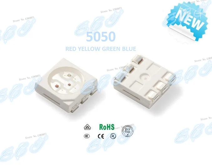 1000 шт. SMD/SMT 5050 светодисветодиодный красный желтый зеленый синий-мкд сверхъяркая