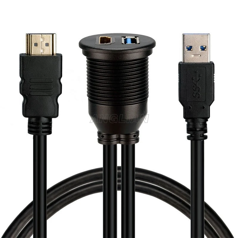 HDMI USB3.0 водонепроницаемый Удлинительный кабель с панельным креплением штырь