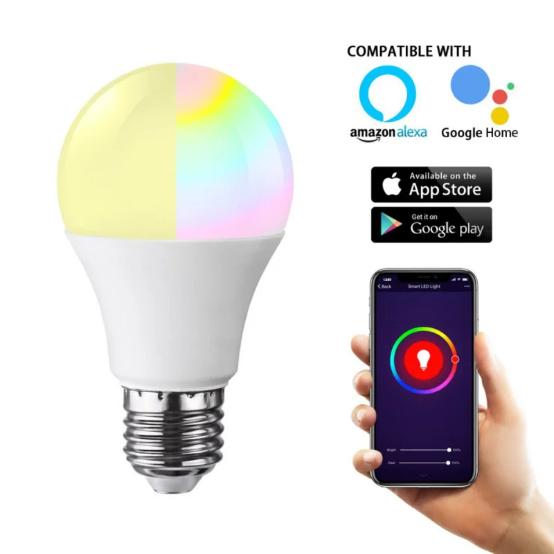 Телефон WiFi Голосовое управление RGB Энергосберегающая светодиодная лампа с