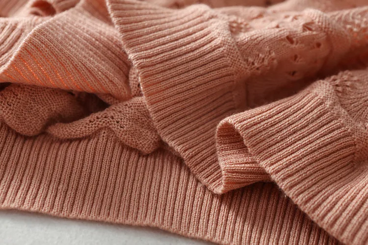2018 new fashion autumn loose knitted sweater women's o-neck solid half sleeve hollow out pullovers ladies C2095 |