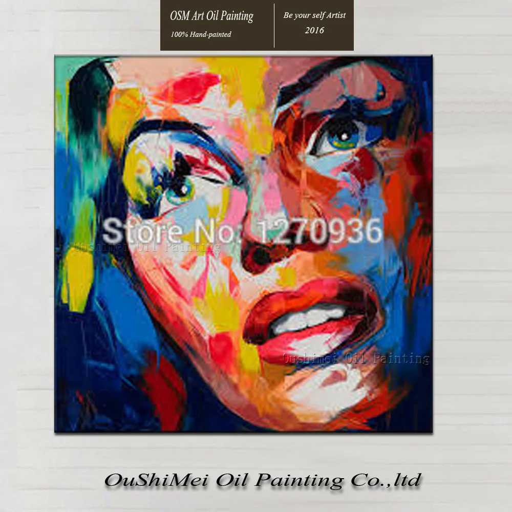 

Hand-painted Modern Abstract Elegant Beautiful Knife Lady Face Portrait Wall Artwork Handmade Decorative Art Canvas Oil Painting