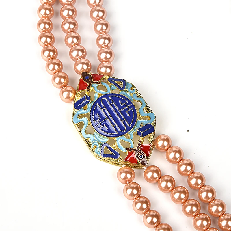 3 rows a multi-layered Synthesis pearl and Glossy light necklace of orange beads is perfect for giving to your lover | Украшения и
