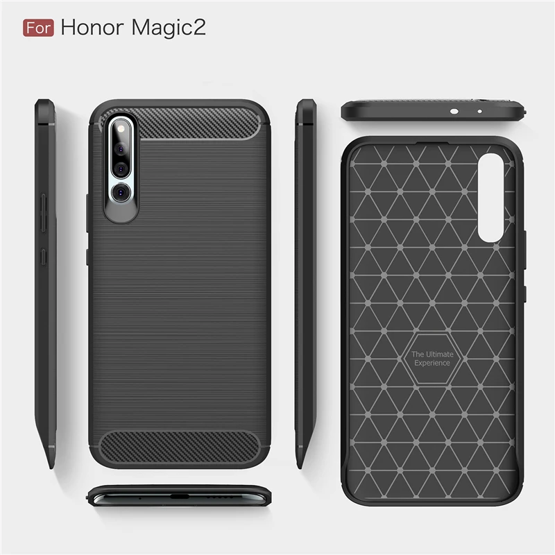 Чехол для Huawei Honor Magic 2 жесткий бампер из углеродного волокна чехол мягкий