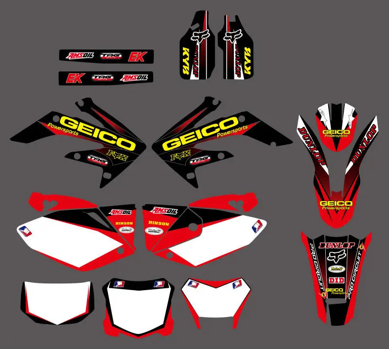 Набор наклеек для графики и фона Honda CRF250X 4 шт. 2004 2005 2006 2007 2008 2009 2010 2011 2012 CRF 250X|sticker