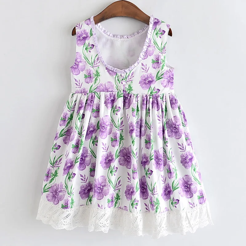 LOVE DD&MM Girls Dresses Summer New Children's Wear Girls Sweet Full Printed Flowers Fungus Collar Lace Side Princess Dress
