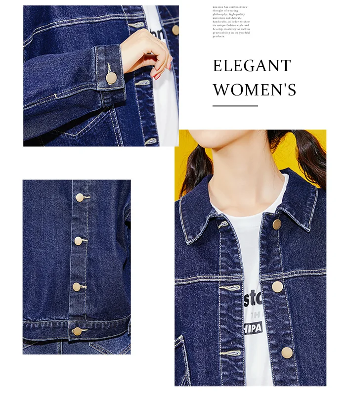 Женская короткая джинсовая куртка LEIJIJEANS, классическая повседневная темно-синяя куртка из денима c пуговицами на спине, новая модная модель больших размеров от S до 6XL