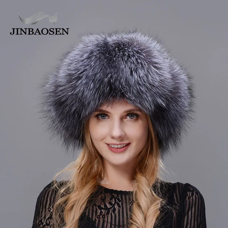 Меховая шапка JINBAOSEN для русских девушек зимняя кожаная с мехом и меховыми