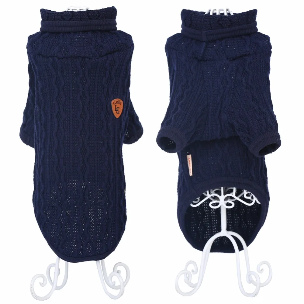 Высокий воротник шерстяной свитер для домашних животных зимняя теплая одежда с