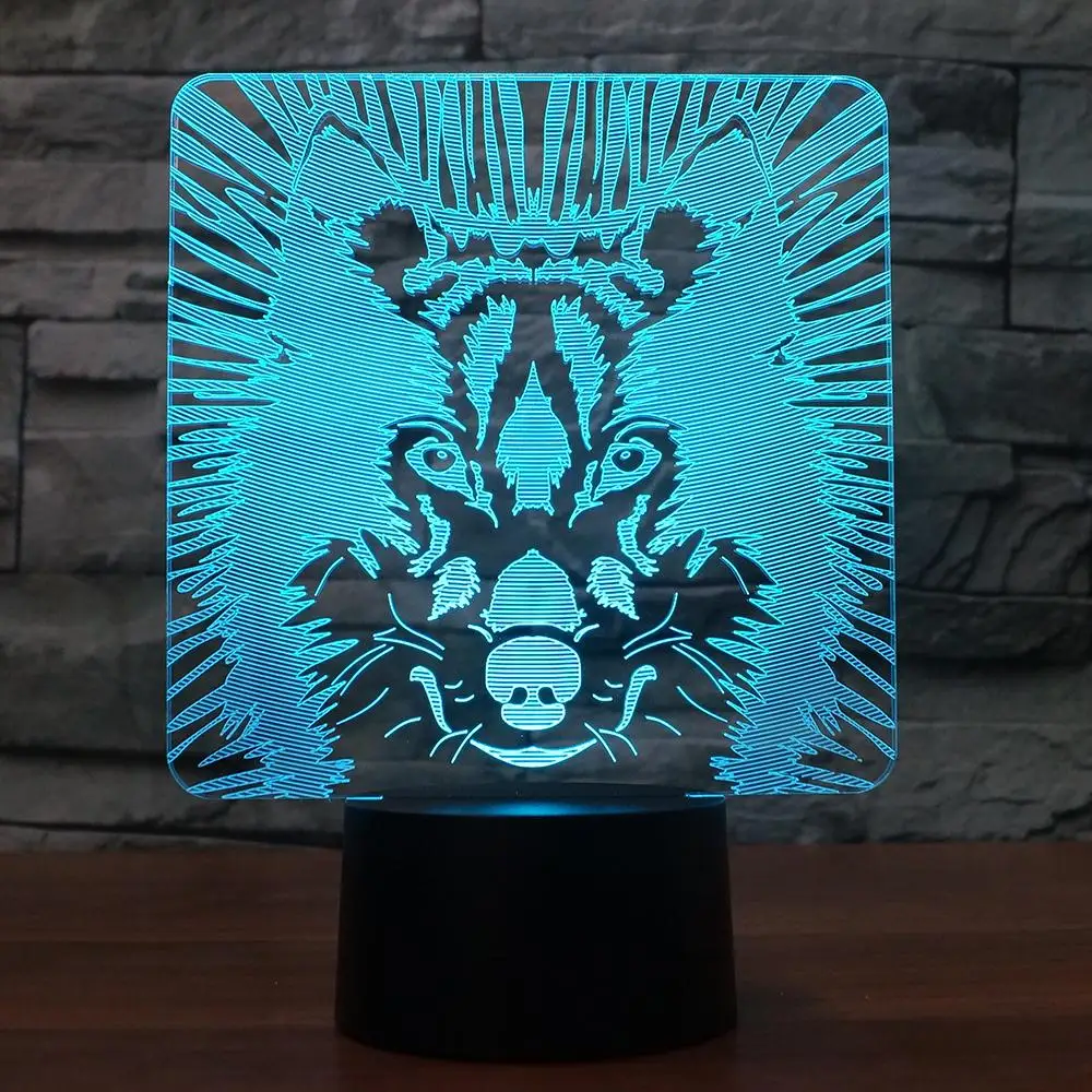 

Светодиодные 3D ночники Волчья модель, красочная атмосферная лампа для спальни, офиса, дома, декоративная настольная лампа