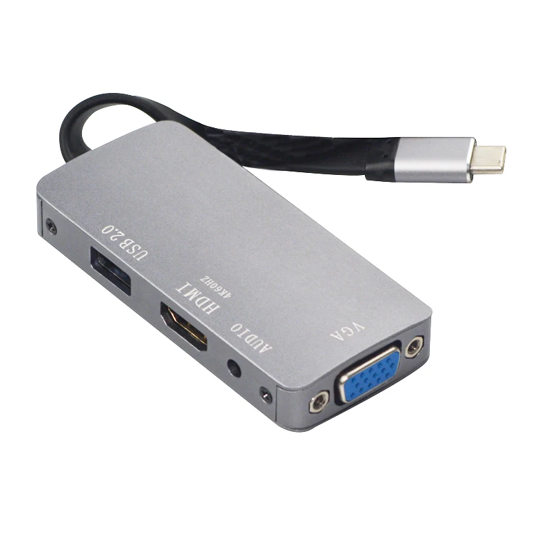 Usb C Type к Hdmi Vga 3 5 мм аудио адаптер в 1 конвертер кабель для ноутбука - Цена: 1 666,07 руб.