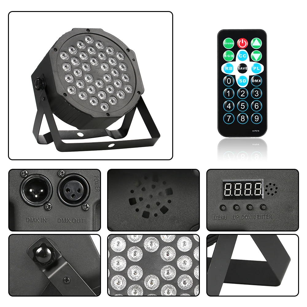 

36LED 36W 7Channel Remote Control Mini PAR disco Light RGB Stage Lamp for Wedding Party DJ Bar DMX512 Sound Party Lights