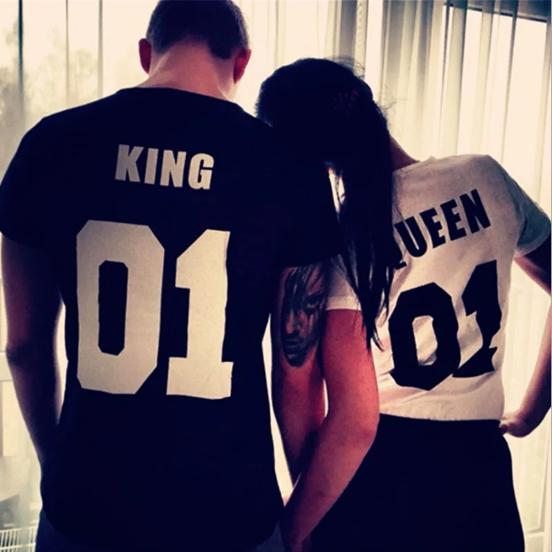 2018 Летняя мода KING QUEEN 01 футболка с буквенным принтом Мужская и женская