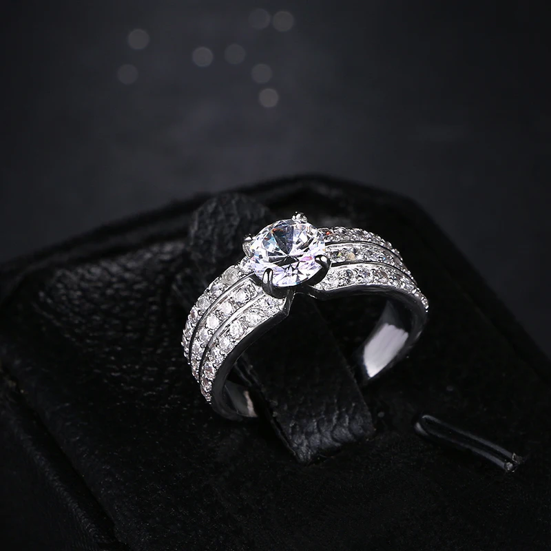 Классические круглые свадебные кольца для женщин 6 зубцов набор колец с