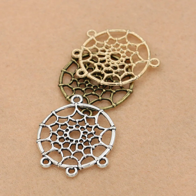 8 шт. античный посеребренный Ловец снов шармы подвески браслеты ожерелья